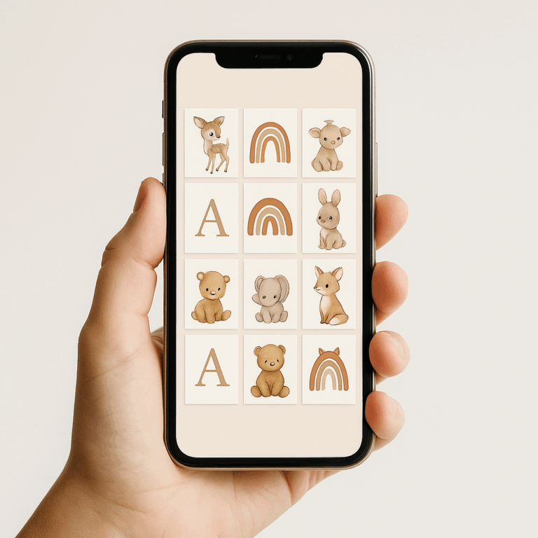 Celular mostrando un set de cuadros infantiles