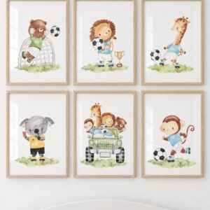 Set de cuadros infantiles Animales futbolistas - Indokids Uruguay
