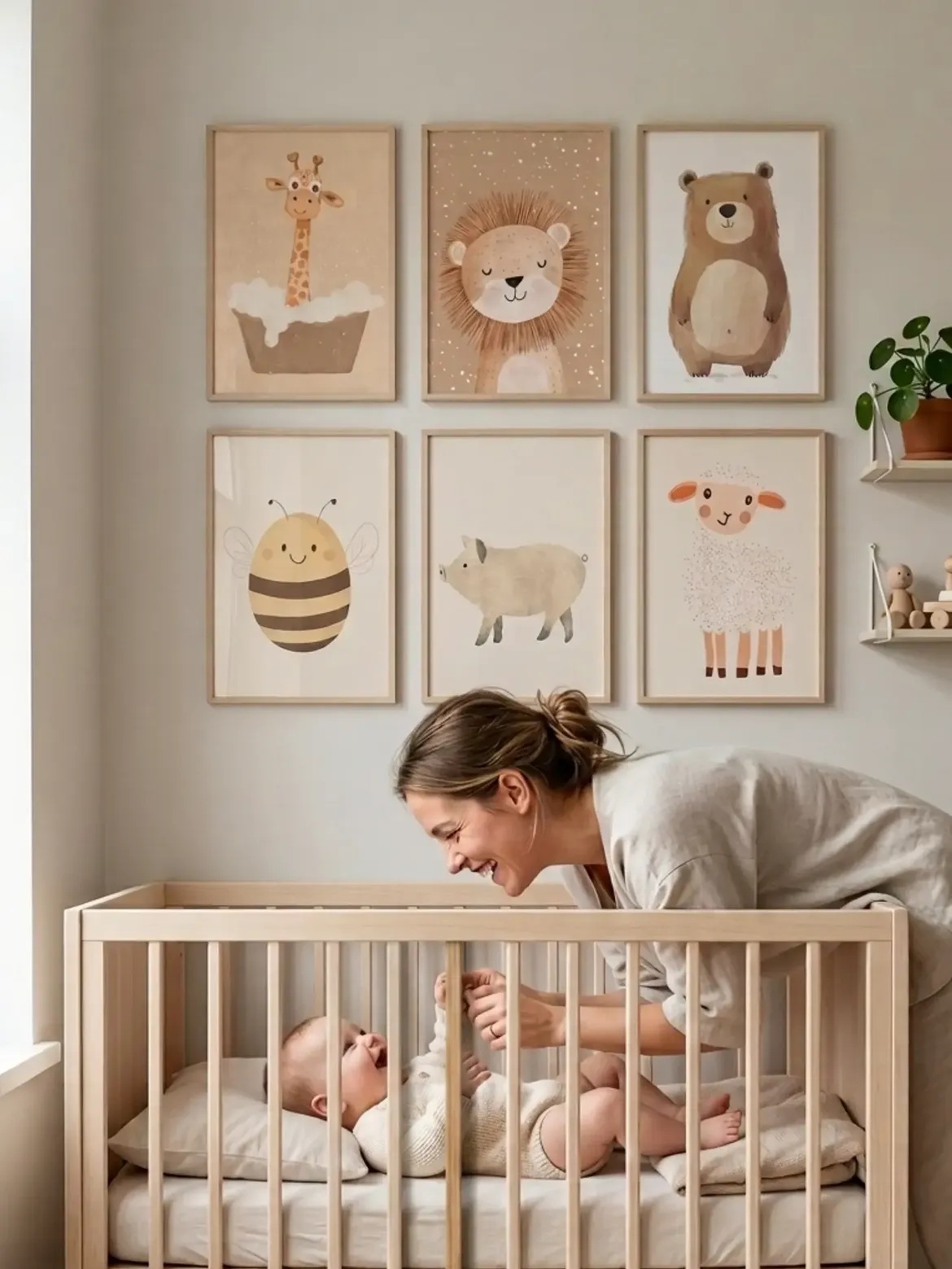 Cuadros infantiles Animalitos felices en un dormitorio de bebé - Indokids Uruguay