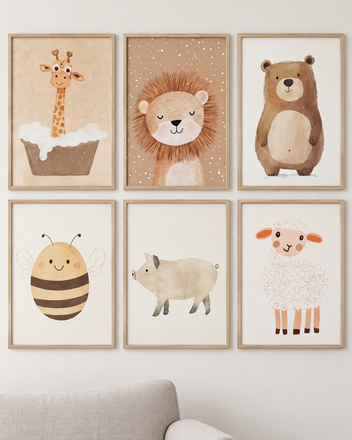 Set de cuadros infantiles Animalitos felices - Indokids Uruguay
