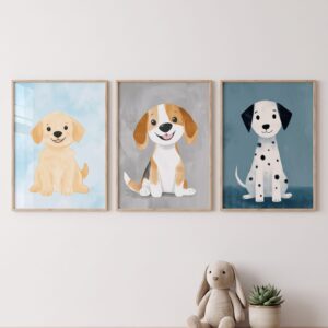 Set de cuadros infantiles «Cachorros juguetones» para decorar el cuarto del bebé — Indokids Uruguay