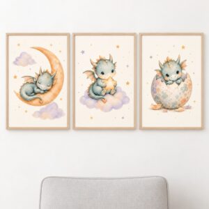 Set de cuadros infantiles Dragones bebés - Indokids Uruguay