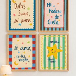 Set de cuadros infantiles «Frases de amor» para decorar el cuarto del bebé — Indokids Uruguay