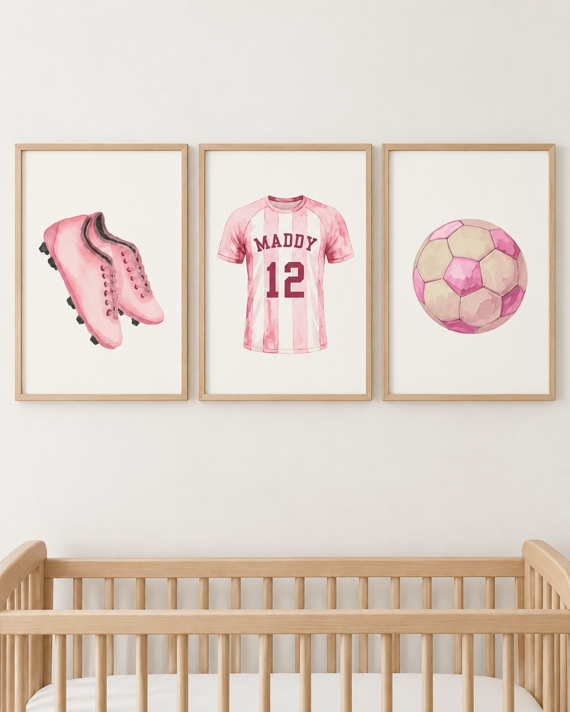 Set de cuadros infantiles Fútbol en rosa con nombre - Indokids Uruguay