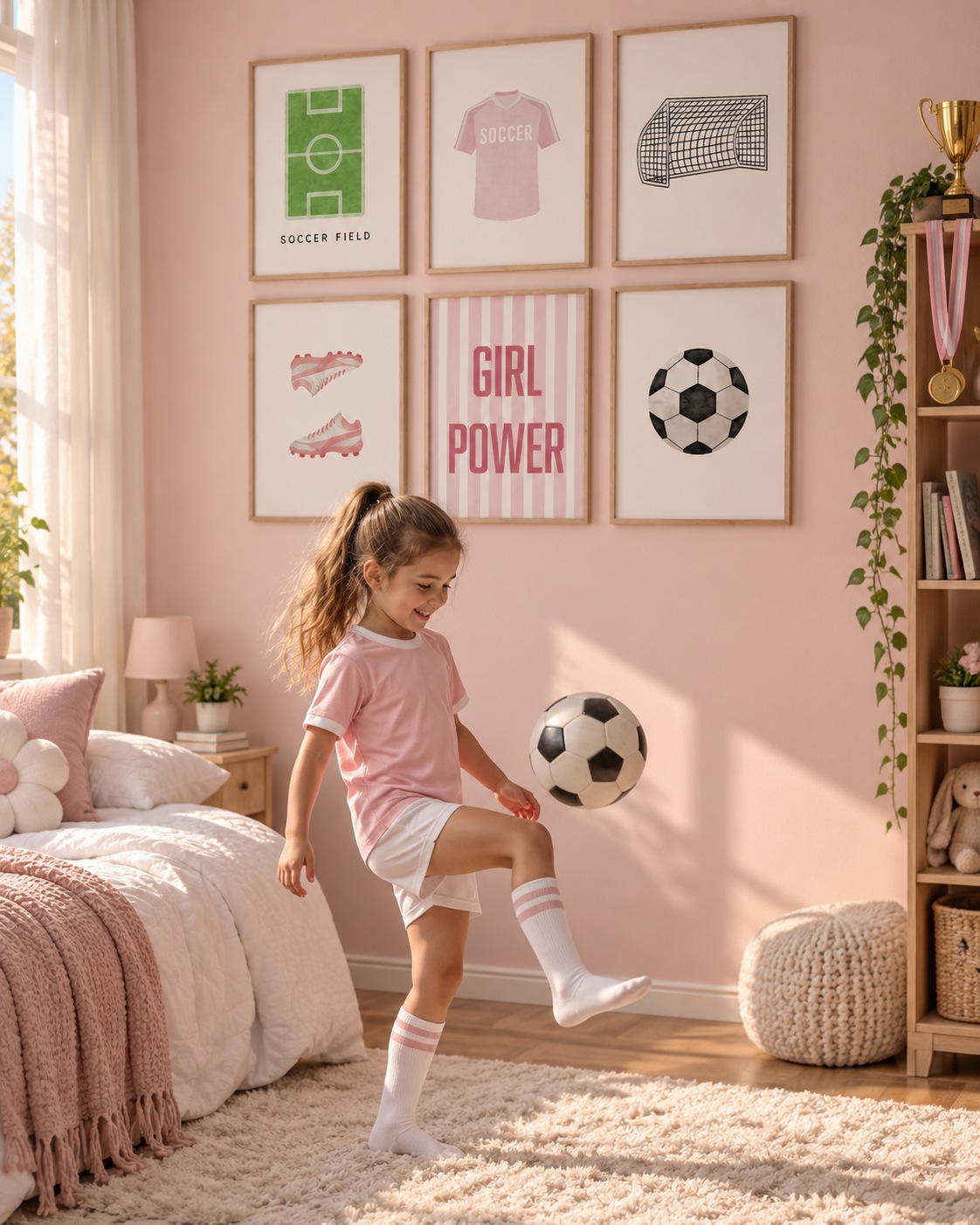 Cuadros infantiles Fútbol girl power en un dormitorio de bebé - Indokids Uruguay
