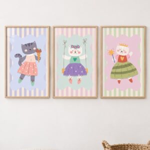 Set de cuadros infantiles Gatitas elegantes - Indokids Uruguay