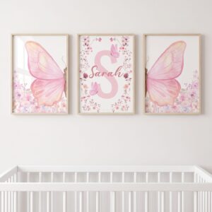 Set de cuadros infantiles Mariposas con inicial - Indokids Uruguay