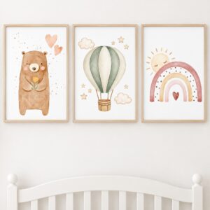 Set de cuadros infantiles Osito y arcoíris - Indokids Uruguay