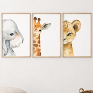 Set de cuadros infantiles Safari asomándose - Indokids Uruguay