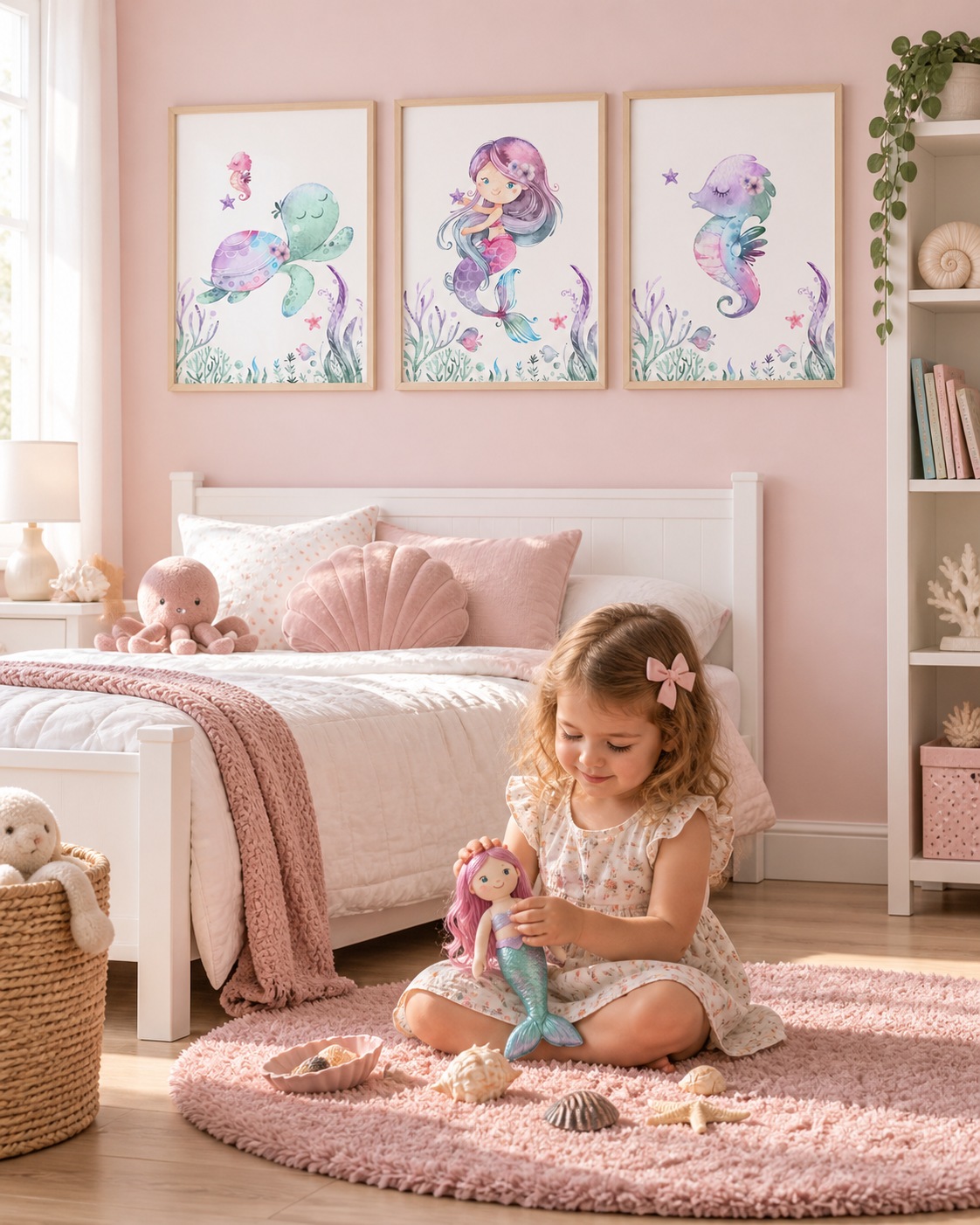Cuadros infantiles Sirenita y amigos en un dormitorio de bebé - Indokids Uruguay