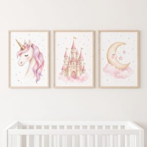 Set de cuadros infantiles Unicornio y castillo - Indokids Uruguay