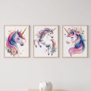 Set de cuadros infantiles Unicornios arcoíris - Indokids Uruguay