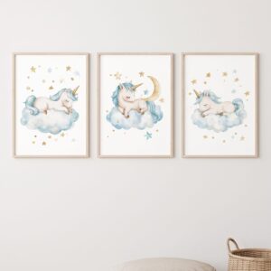 Set de cuadros infantiles Unicornios dormilones - Indokids Uruguay