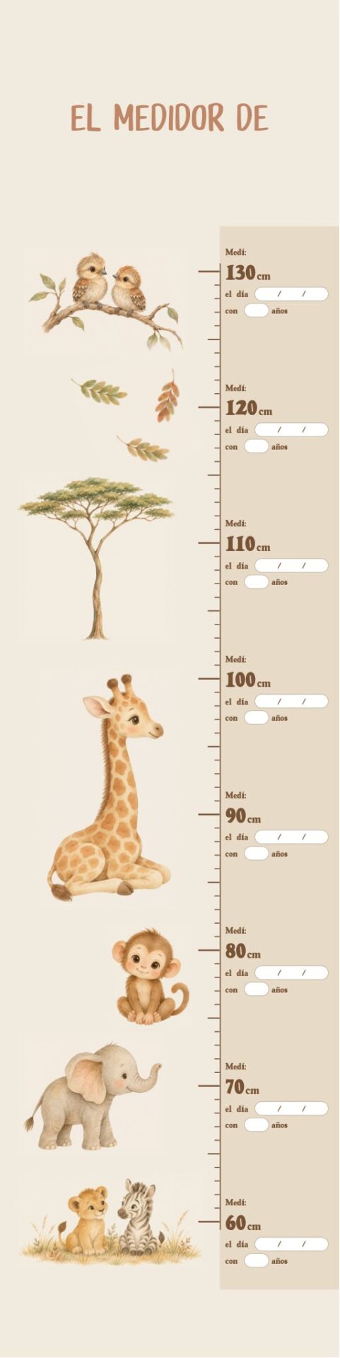 Medidor de altura Indokids, diseño Safari